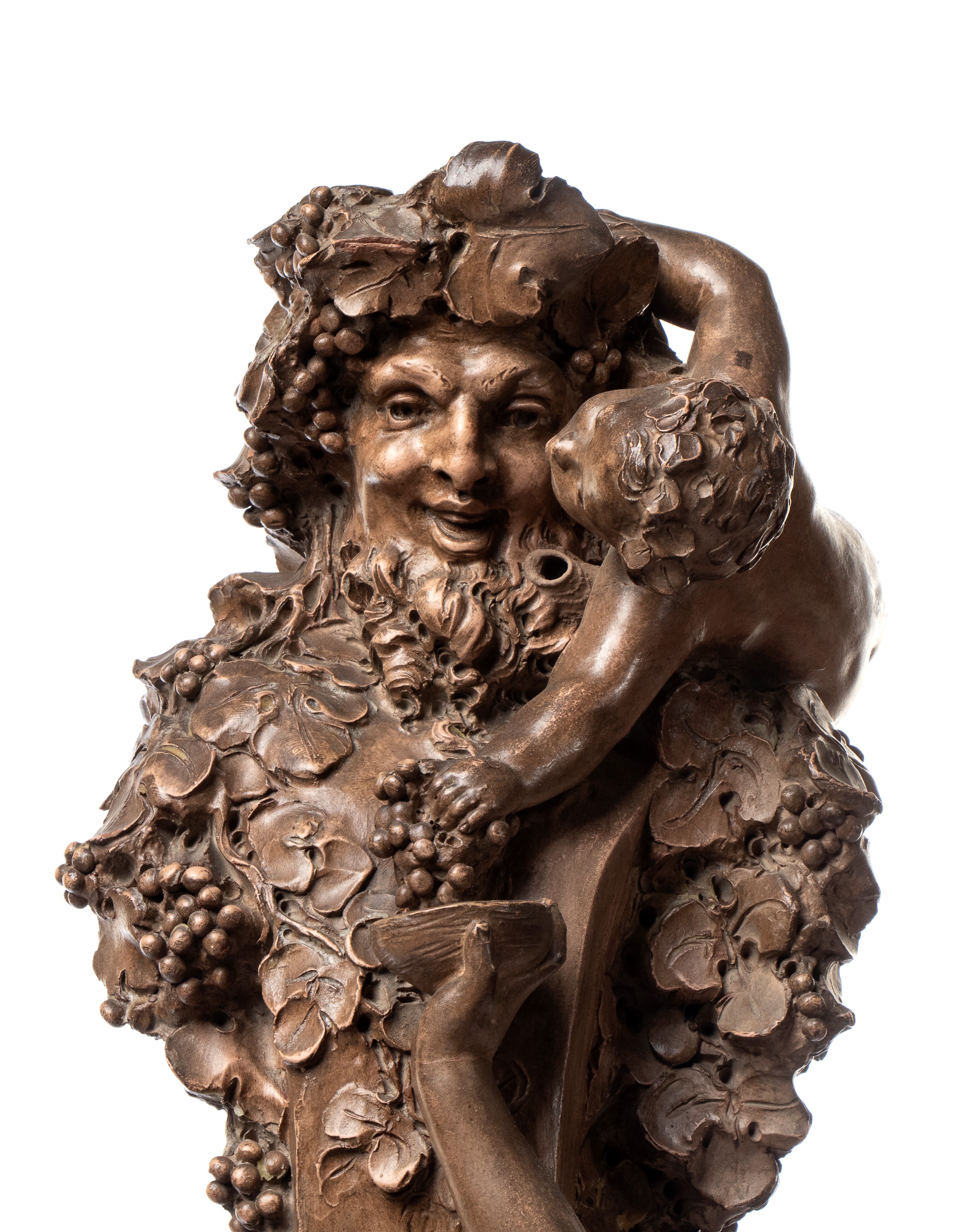 Louis-robert Carrier-belleuse - Grande figura in terracotta raffigurante Bacco e una giovane donn...