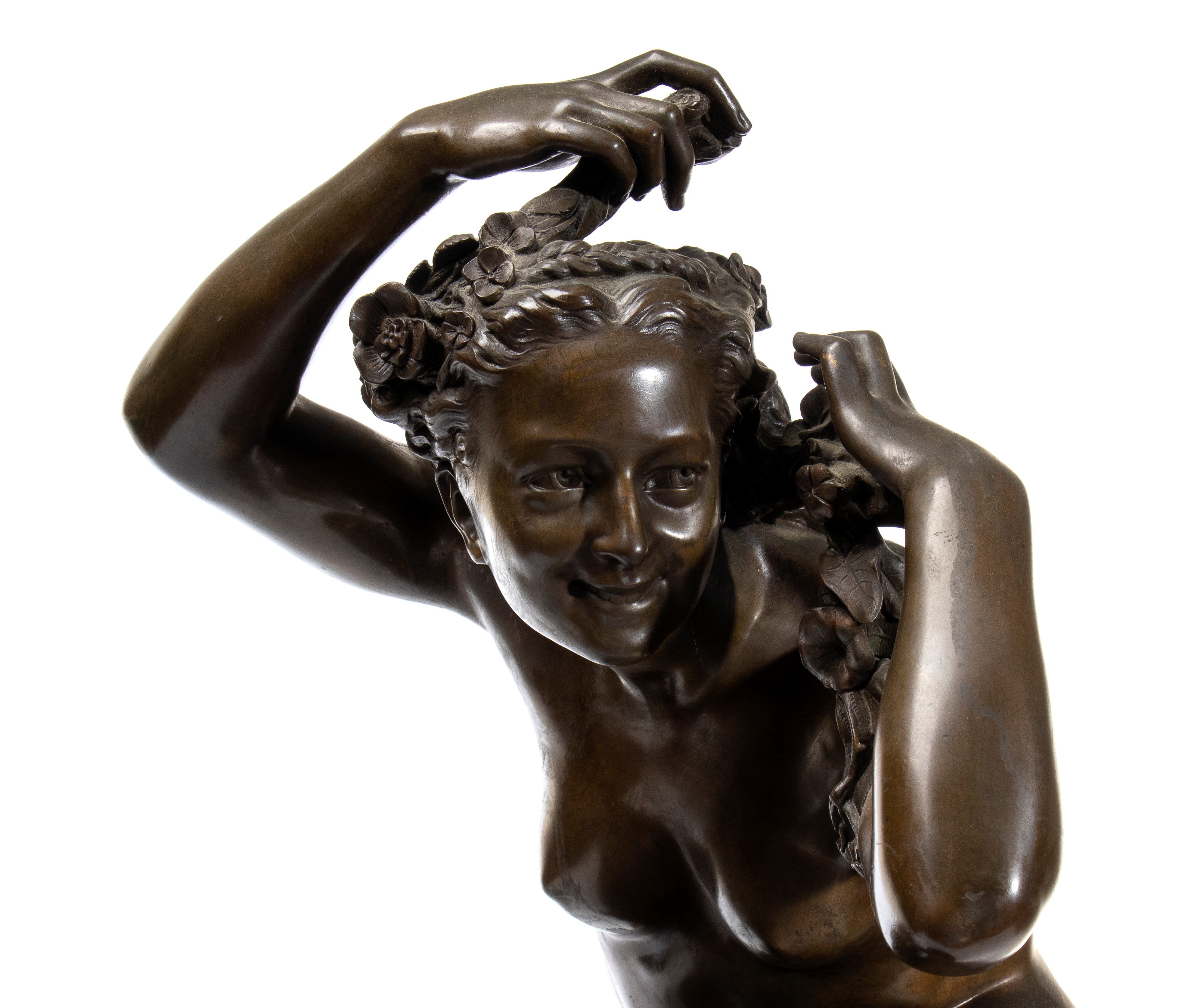 Jean-baptiste Carpeaux - Scultura in bronzo raffigurante Flora accovacciata