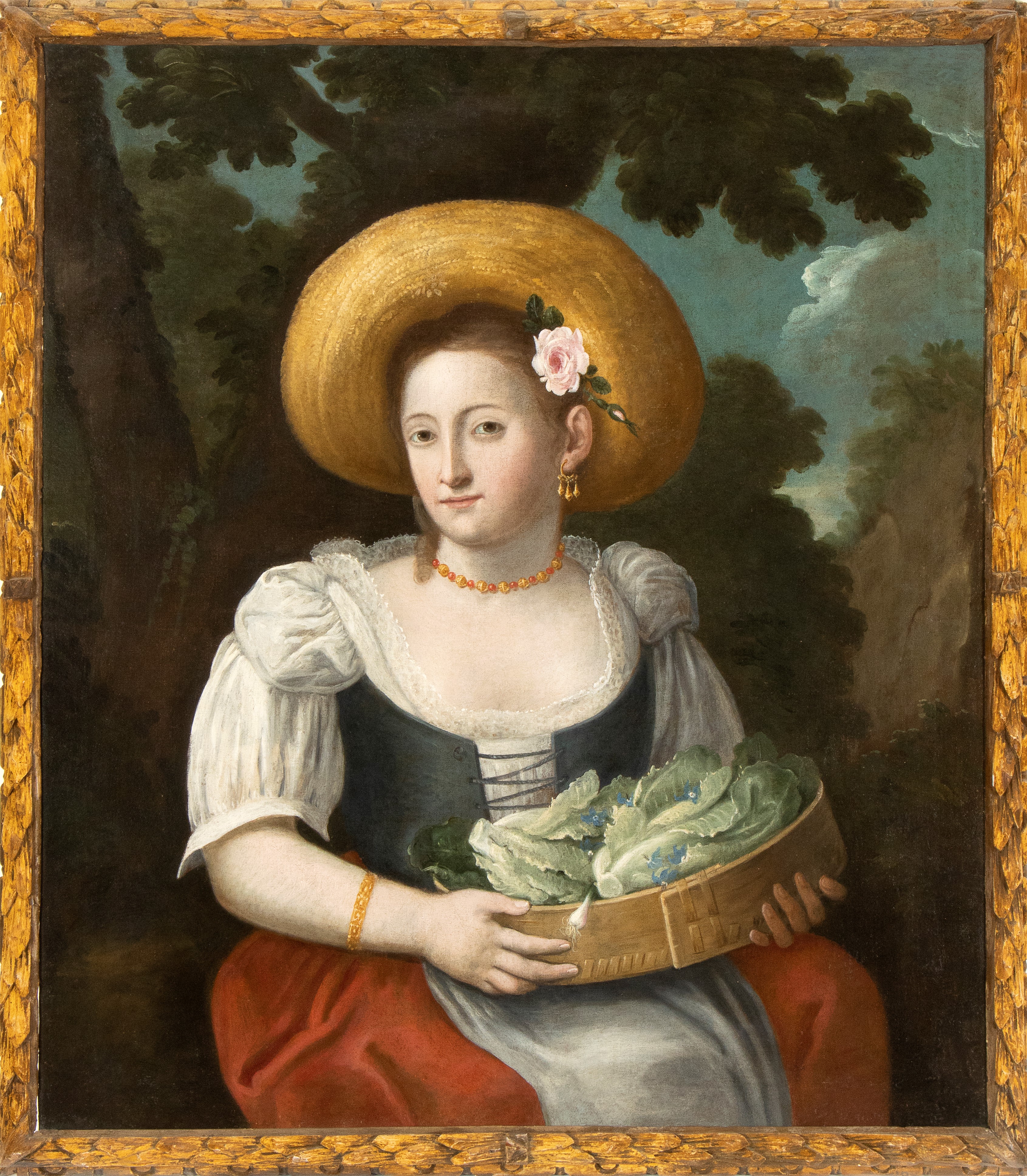 Artista Lombardo, XVIII Secolo - Ritratto di Villana il Giorno del Mercato