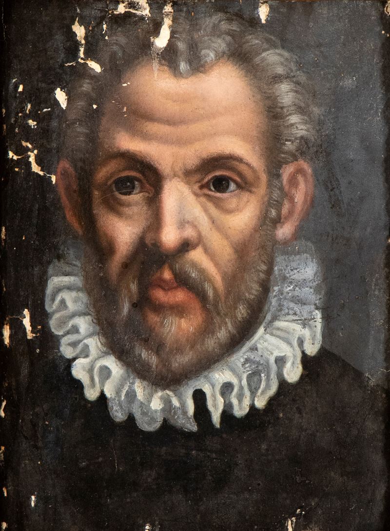 Artista Lombardo, XVII Secolo - Ritratto di Gentiluomo con Gorgiera