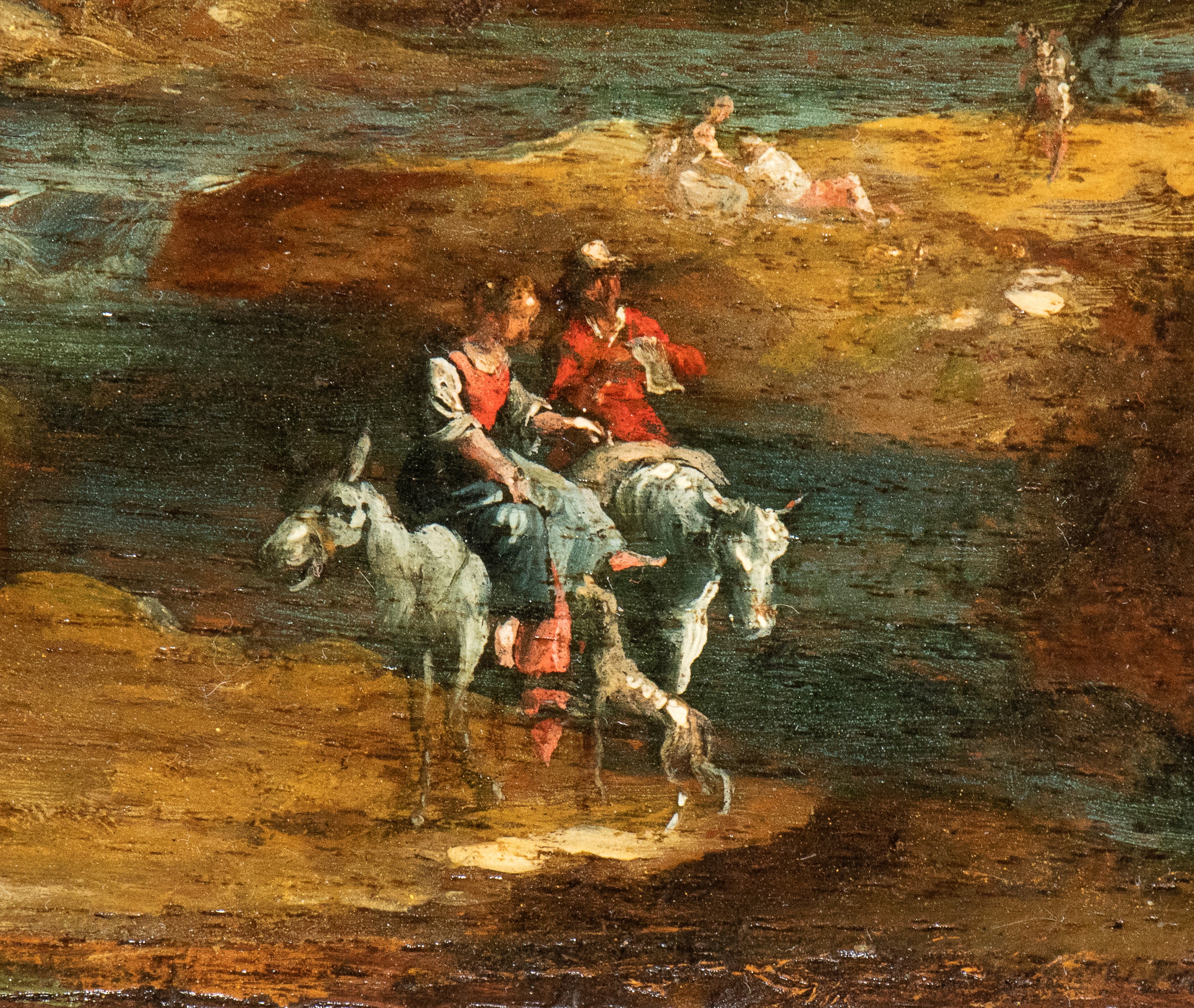 Artista Fiammingo, XVII Secolo - Paesaggio con Viandanti e un Corso D'acqua