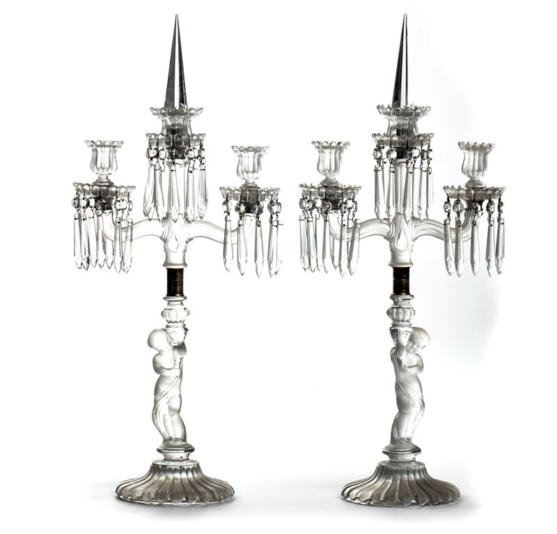 Coppia di Candelabri in Cristallo Baccarat