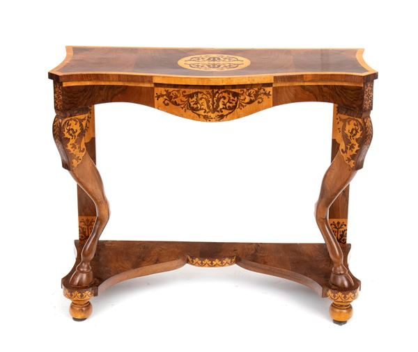 Inlaid Italian console table, Carlo X