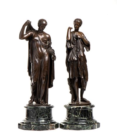 Coppia di Sculture Francesi in Bronzo