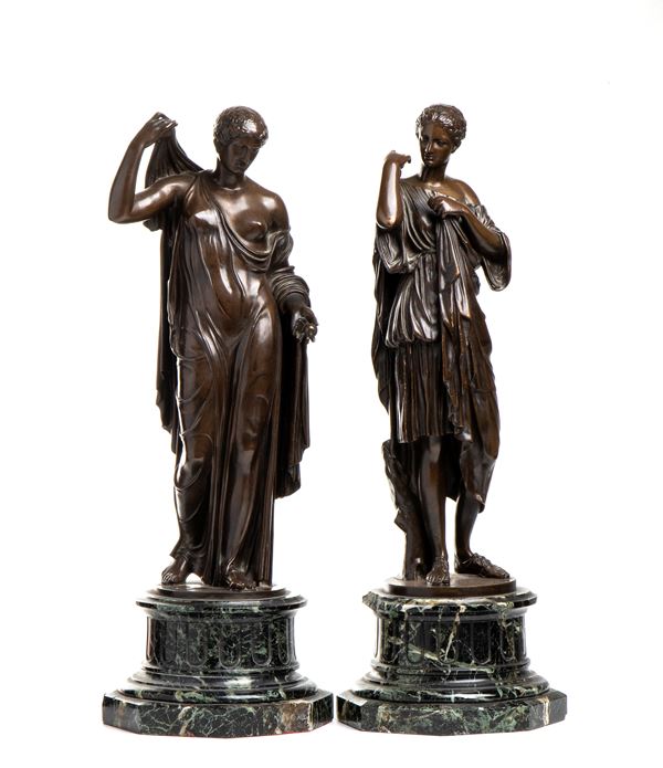 A pair of bronze sculptures , France