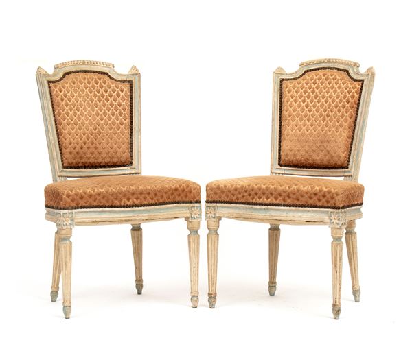 A pair of Italian lacquered chairs, Louis XVI