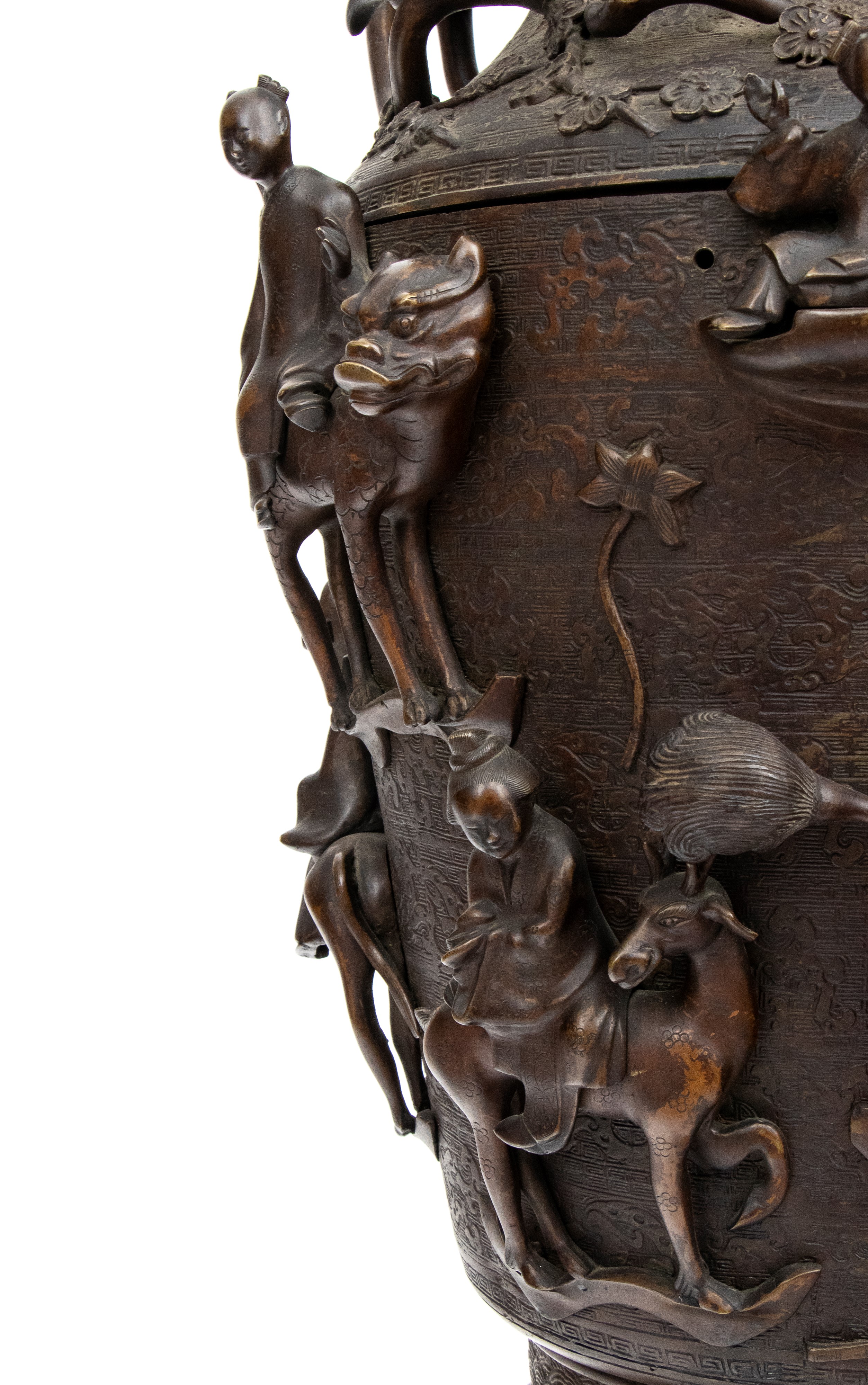 Vaso giapponese in bronzo, Periodo Meiji, 1868-1912