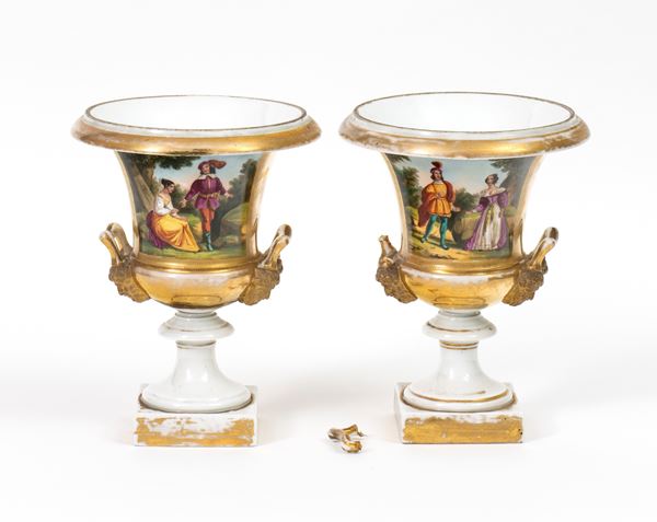 A pair of French porcelain vases