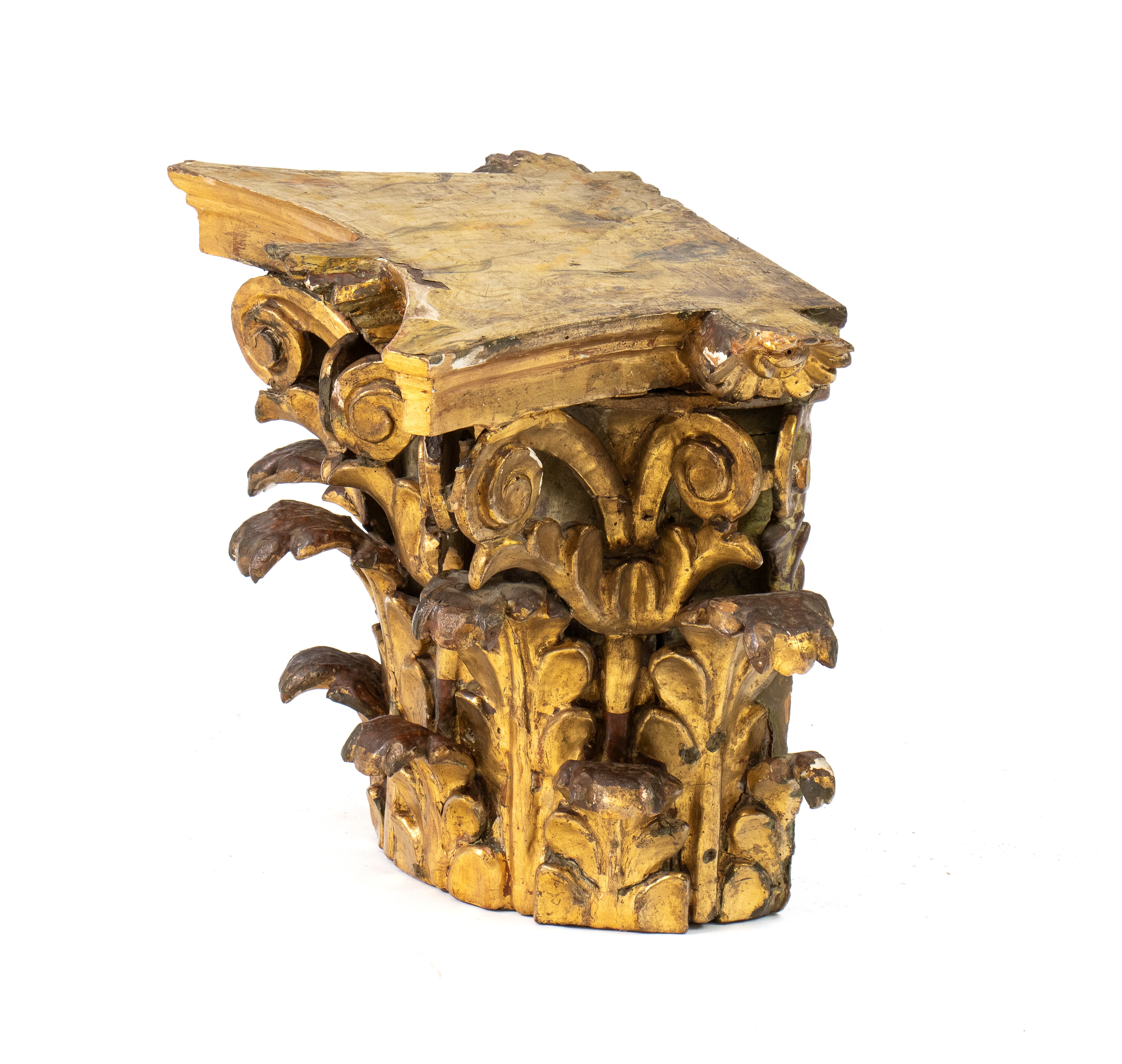 Capitello Dorato e Mensola in Legno Luigi XVI, Italia