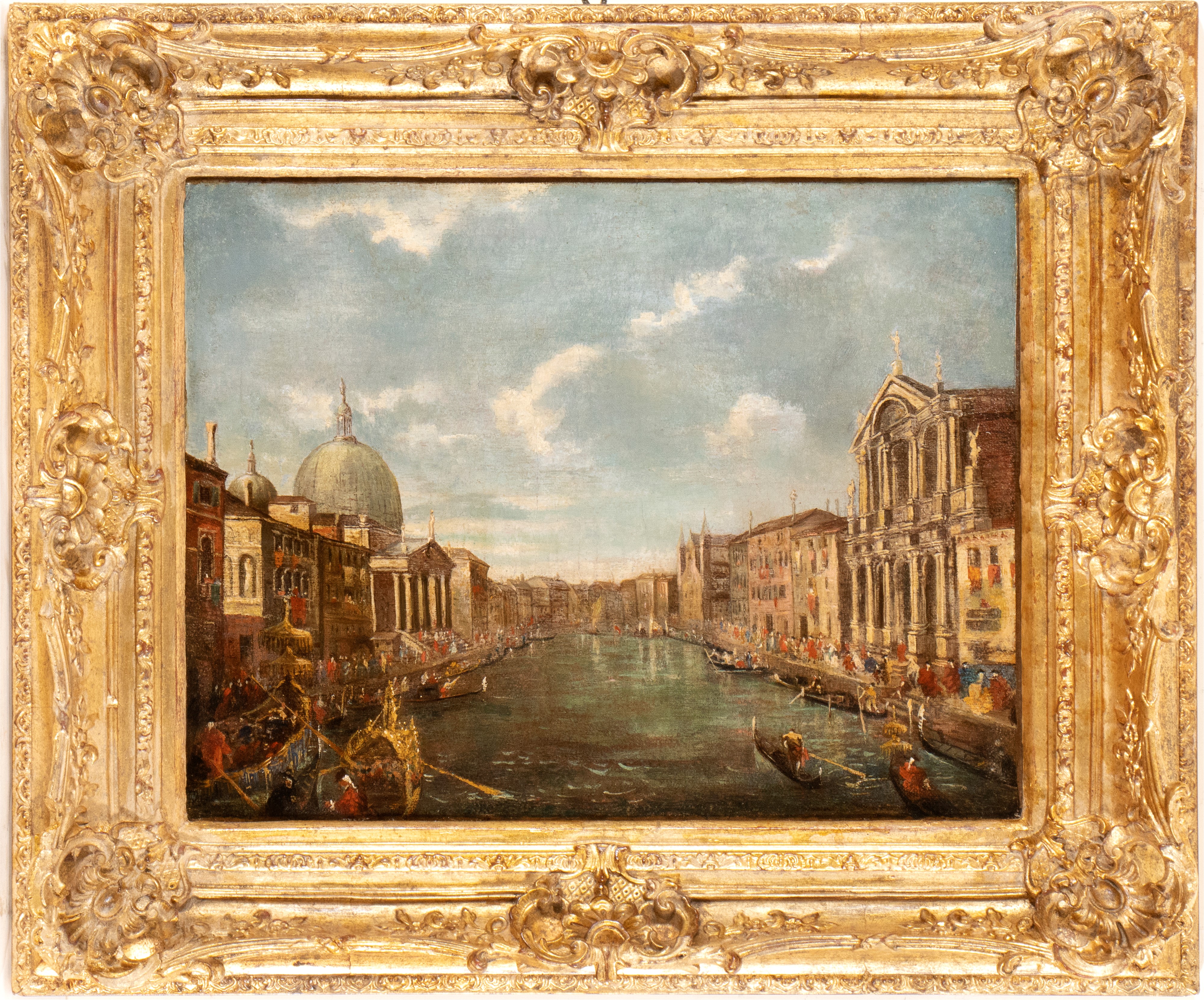 Artista Attivo a Venezia, XIX Secolo - Veduta del Canal Grande con San Simeone Piccolo, la Chiesa...