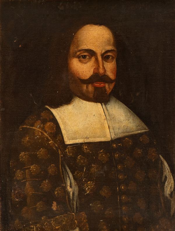 Artista spagnolo, XVII secolo - Portrait of a nobleman with moustache and lace