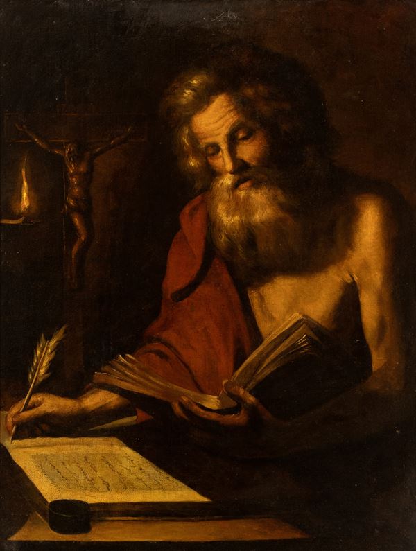 Artista attivo a Napoli, prima met&#224; XVII secolo - Saint Jerome in the studio