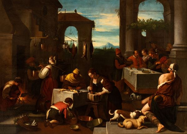 Jacopo Dal Ponte detto Jacopo Bassano - Lazarus and the Rich Epulon