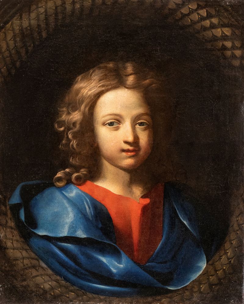 Artista Francese Attivo a Roma, XVII Secolo - Ritratto di fanciullo (Gesù?), olio su tela