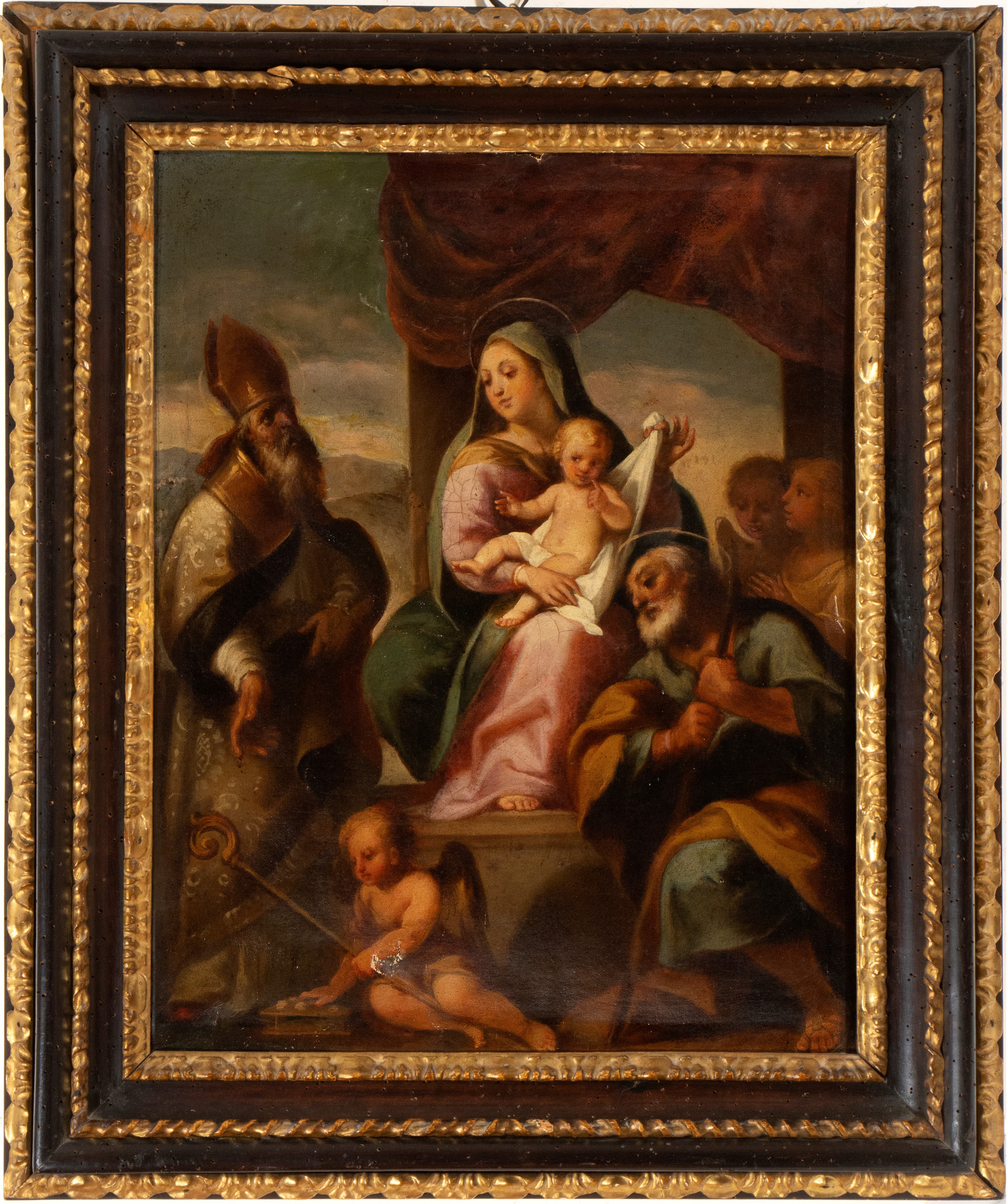 Madonna con Bambino, San Giuseppe, santo vescovo e angeli