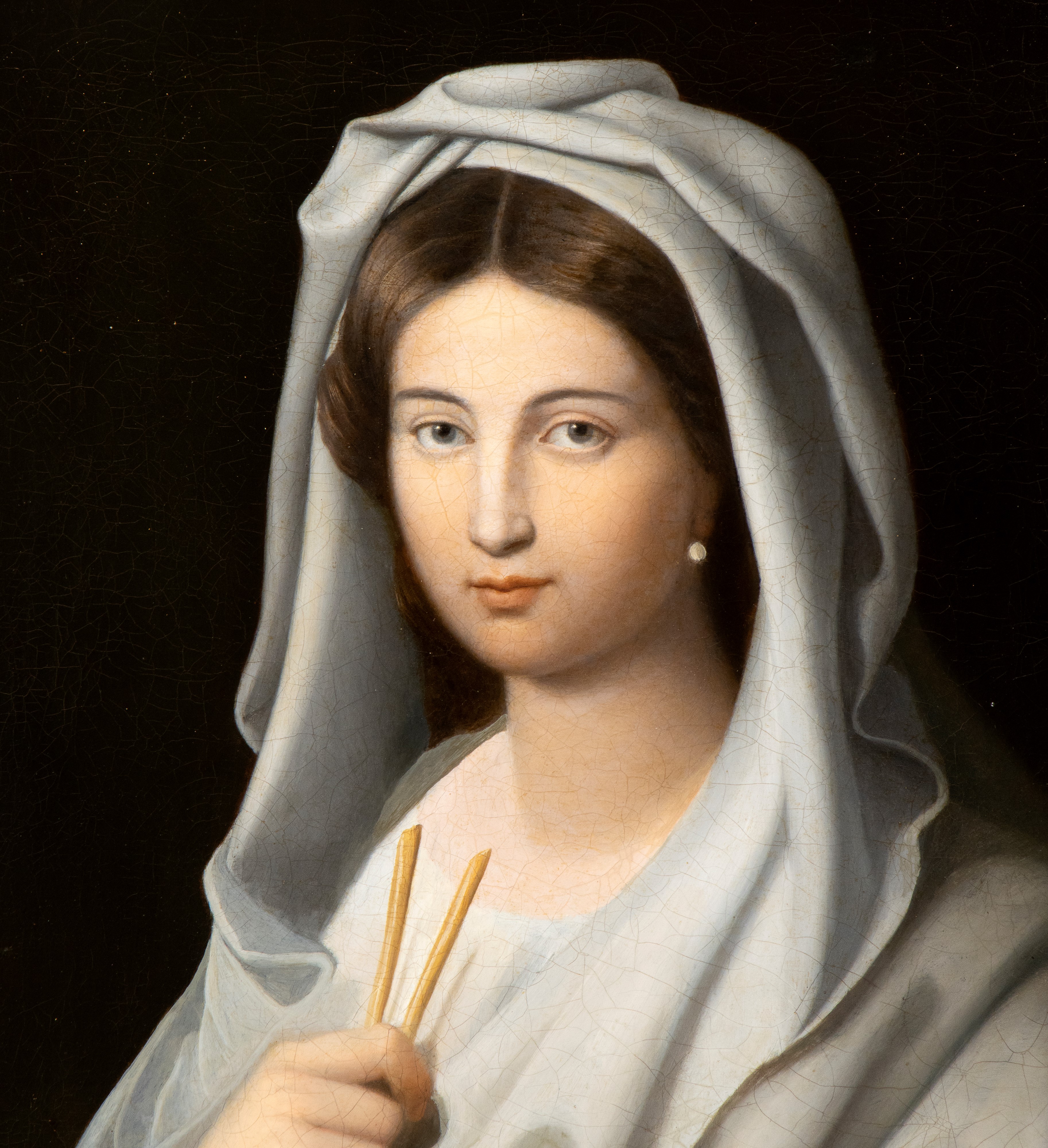 Artista Neoclassico, XIX Secolo - Ritratto di Donna Velata con Papaveri da Oppio