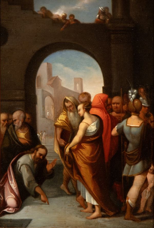 Artista centro-italiano, seconda met&#224; XVI secolo - Christ and the adulteress