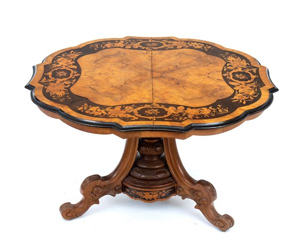 English Victorian inlaid sail table