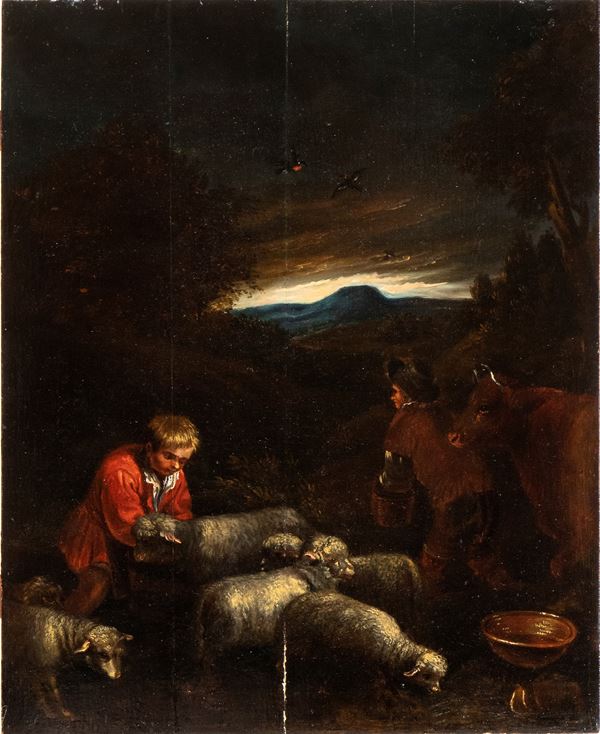 Gerolamo Dal Ponte - Pastori con armenti in un paesaggio