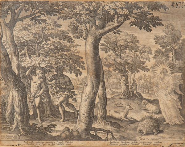 Jan (Johannes) Sadeler - Adamo ed Eva si nascondono da Dio, da Maarten de Vos