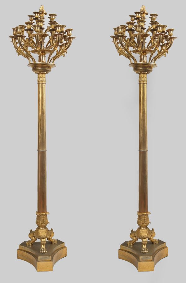 Luigi Manfredini - A pair of large Italian bronze torches