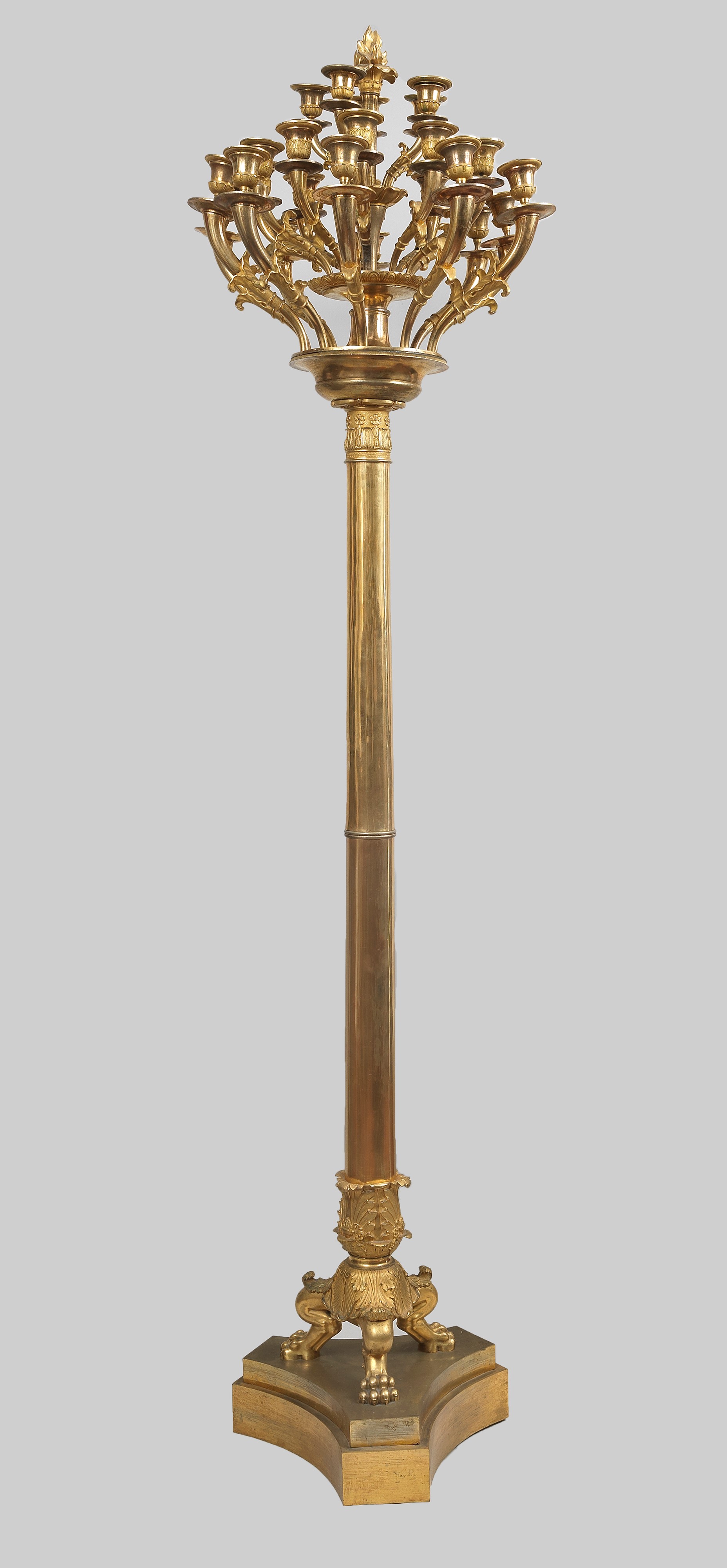 Luigi Manfredini - Coppia di torcieri in bronzo dorato, Milano XIX secolo