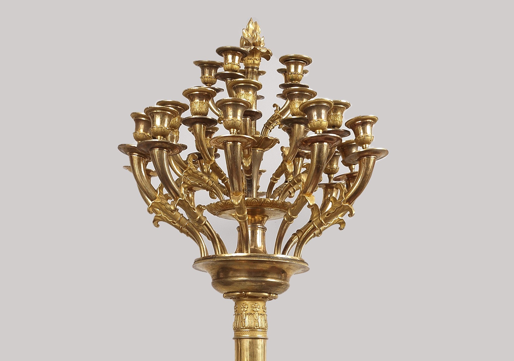Luigi Manfredini - Coppia di torcieri in bronzo dorato, Milano XIX secolo