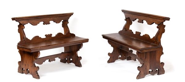 A pair of Italian church benches