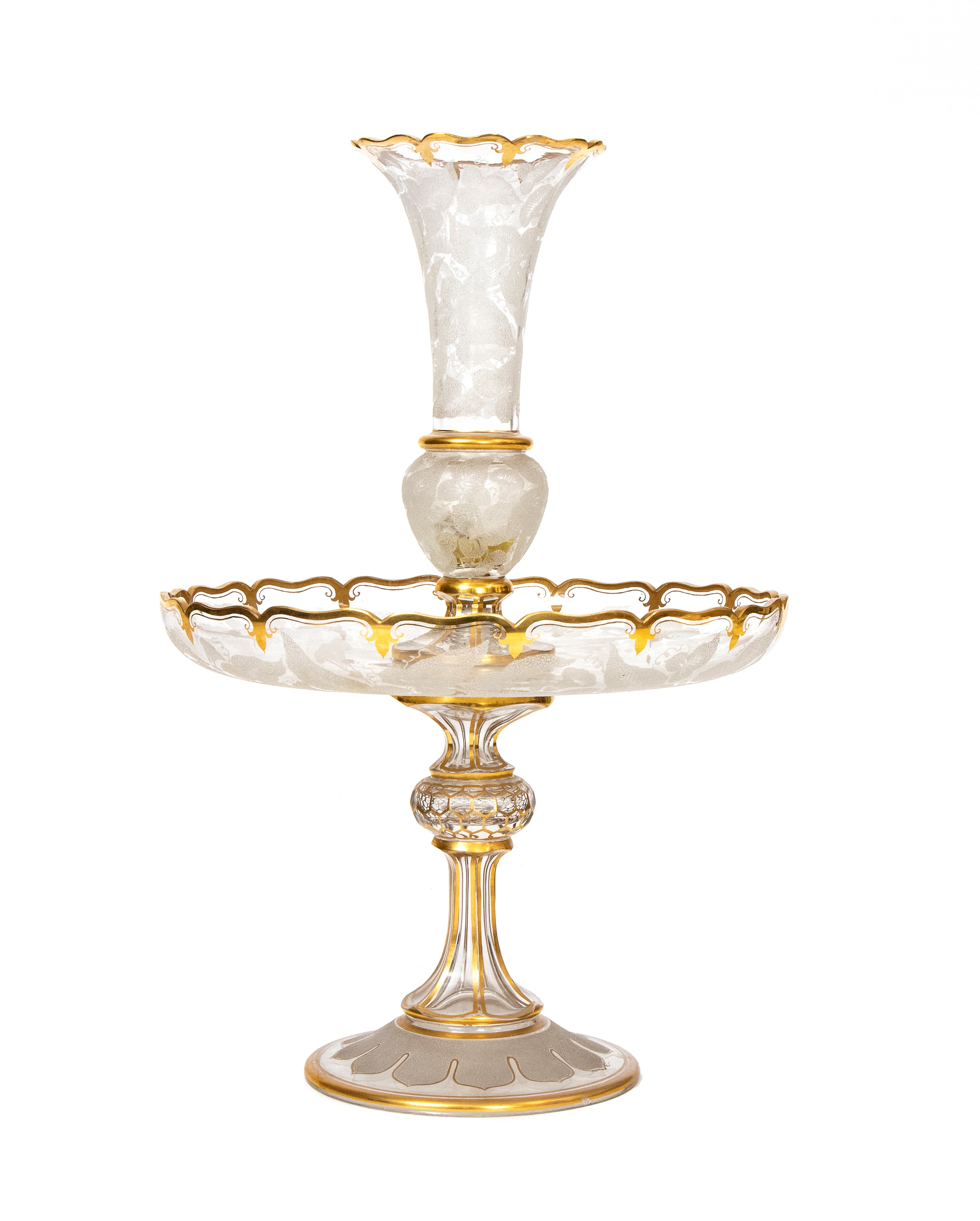 Centrotavola in Vetro con Decori in Oro