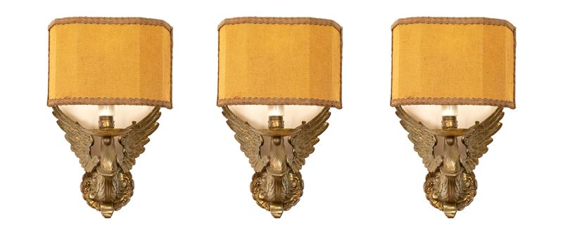 Gruppo di Tre Applique Francesi in Bronzo