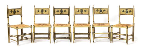 Group of six italian lacquered chairs