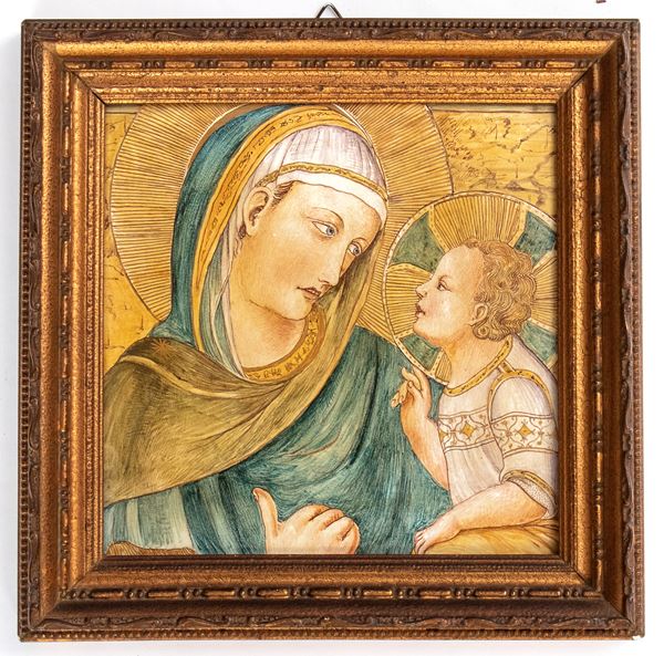 MANIFATTURA SANTARELLI, GUALDO TADINO -  Majolica depicting Madonna and Child
