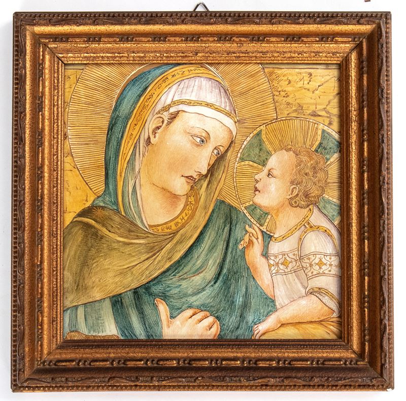 Manifattura Santarelli, Gualdo Tadino - Maiolica Raffigurante Madonna con Bambino