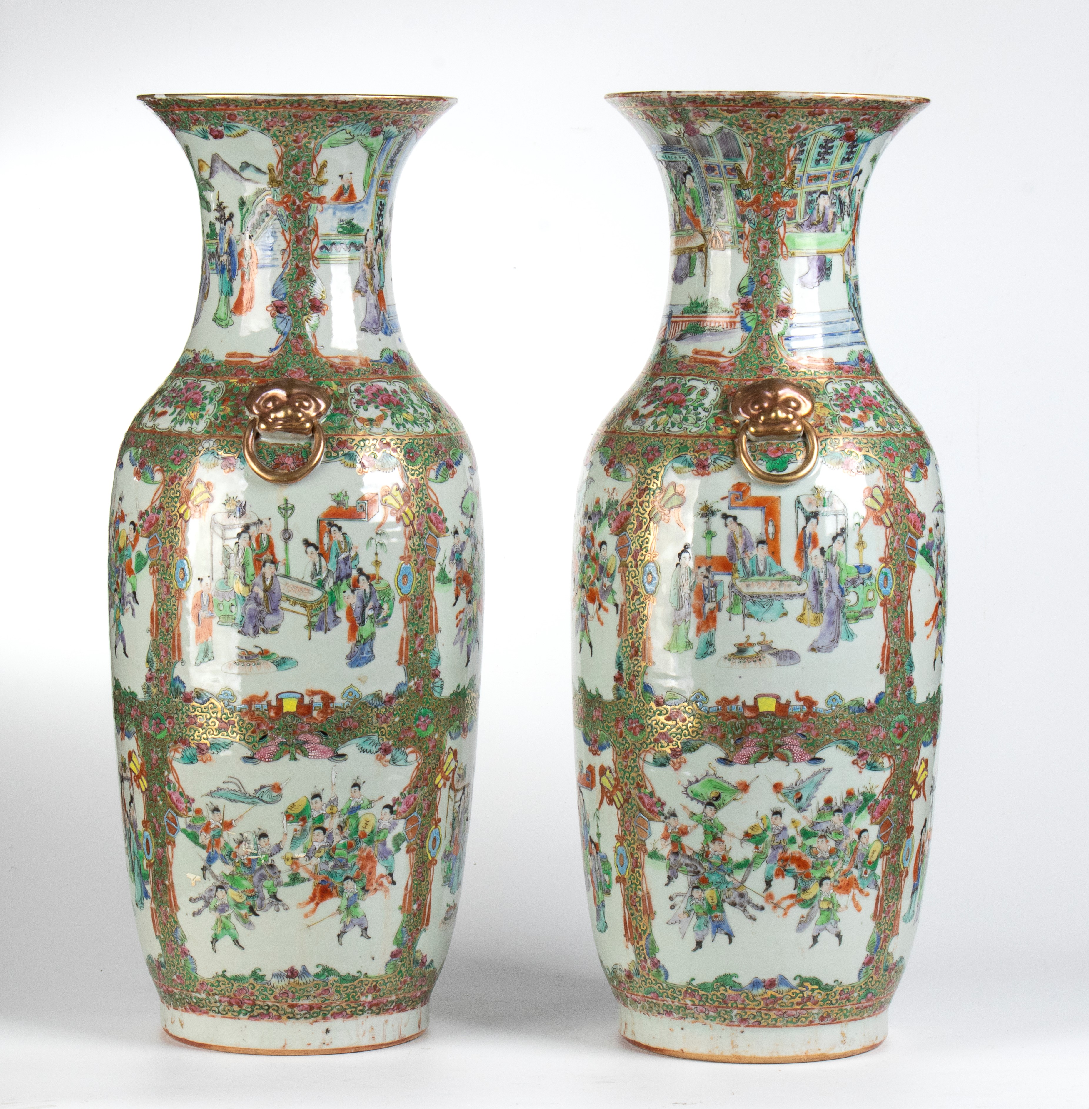 Coppia di vasi Canton a balaustro