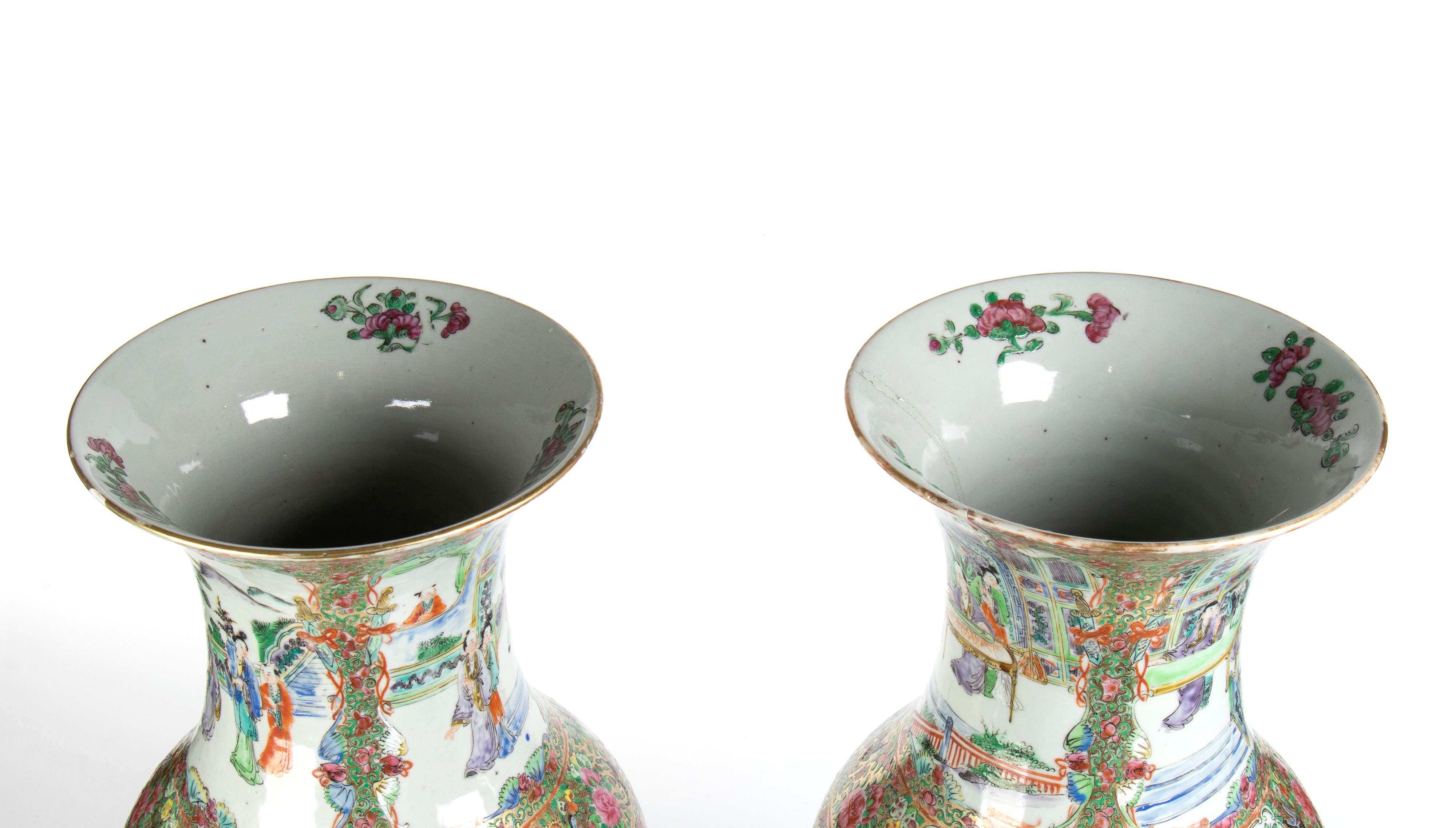 Coppia di vasi Canton a balaustro