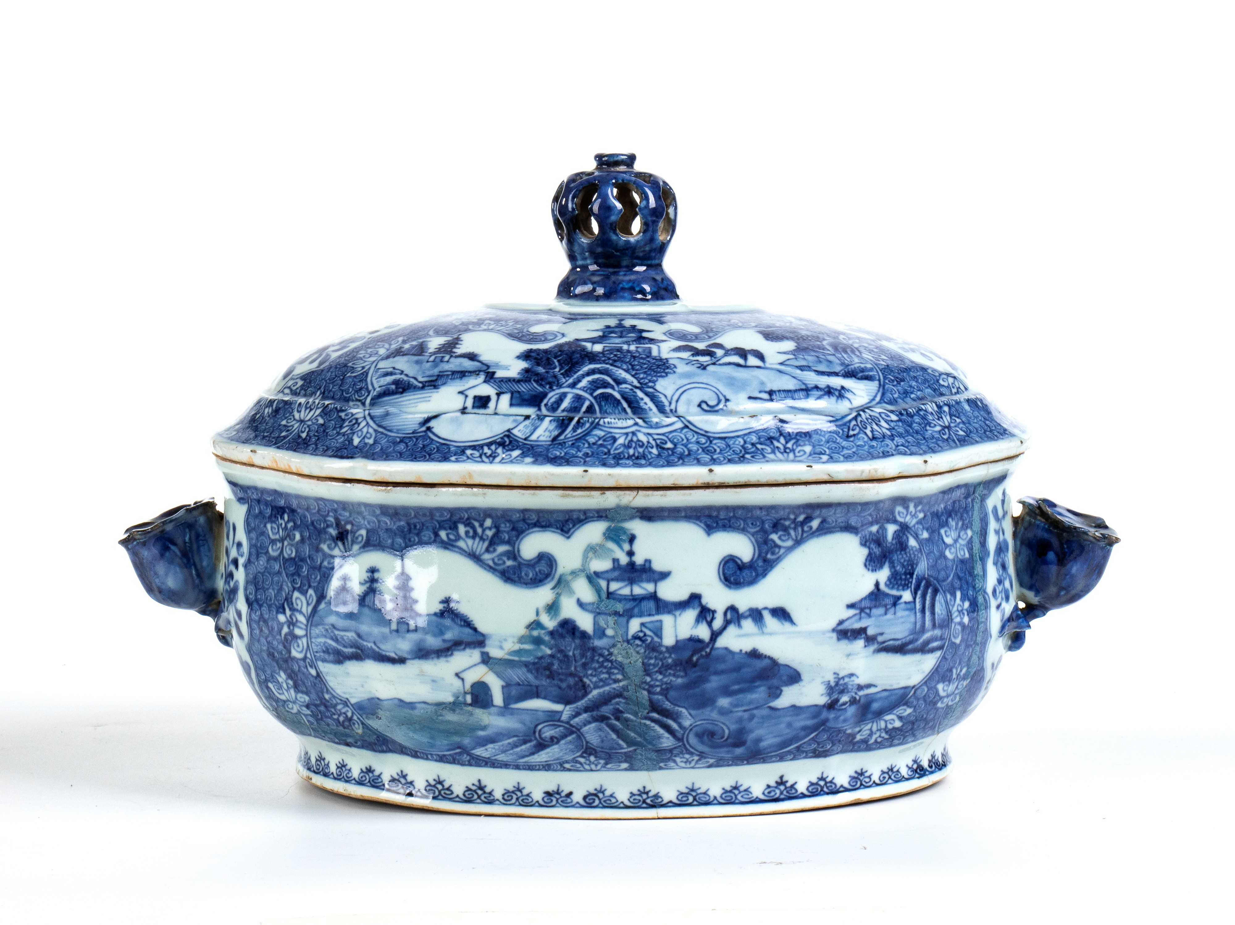 Zuppiera in porcellana con coperchio e piatto da portata