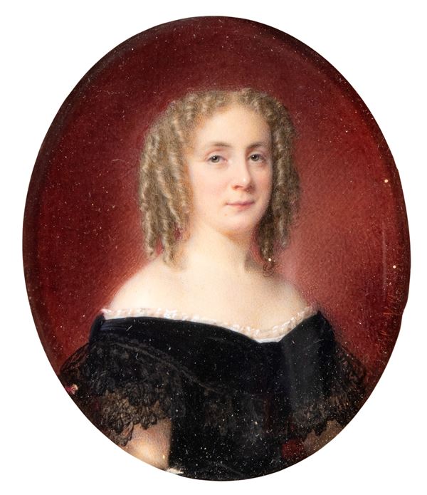C&#233;cile  Villeneuve - Portrait of a lady with blond curls