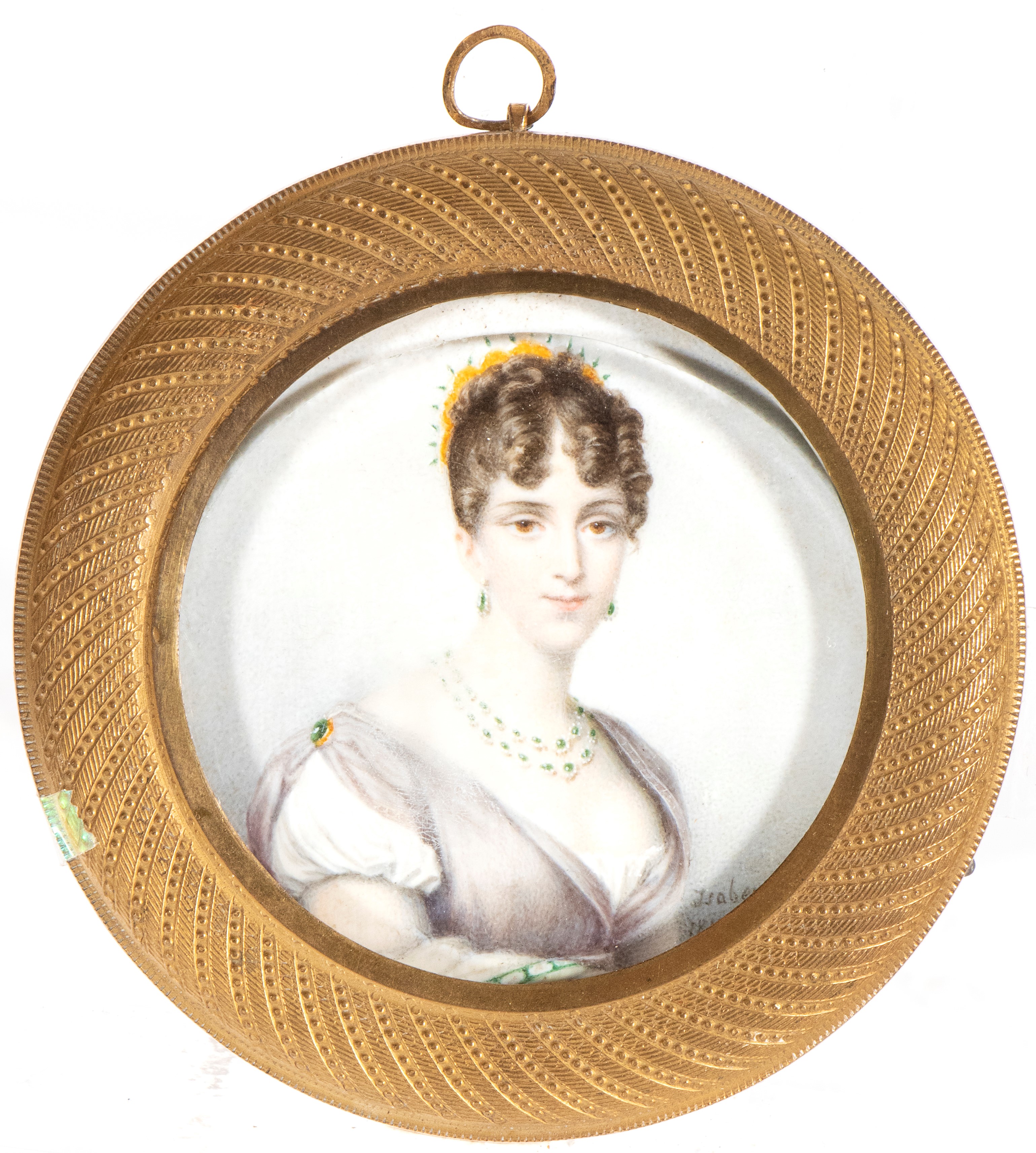 Jean Baptiste Isabey - Ritratto di Gentildonna con Orecchini e Collana di Smeraldi