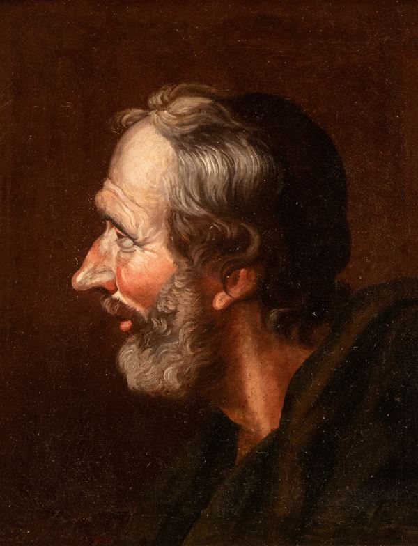 Artista attivo a Roma, XVII secolo - Testa virile di profilo