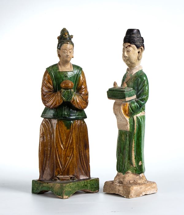Gruppo di due figure in ceramica