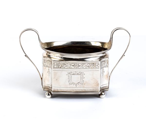 English Georgian sterling silver sugar bowl