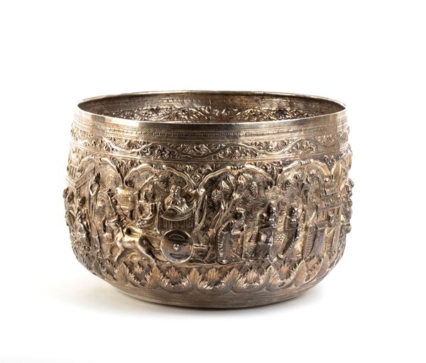 Large BurmaThabeik solid silver bowl