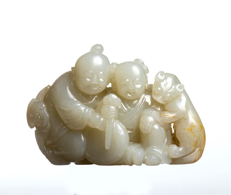 Intaglio in giada bianca