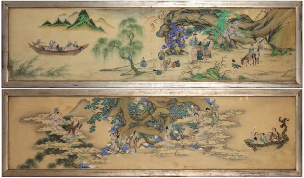 Pair of silk panels
