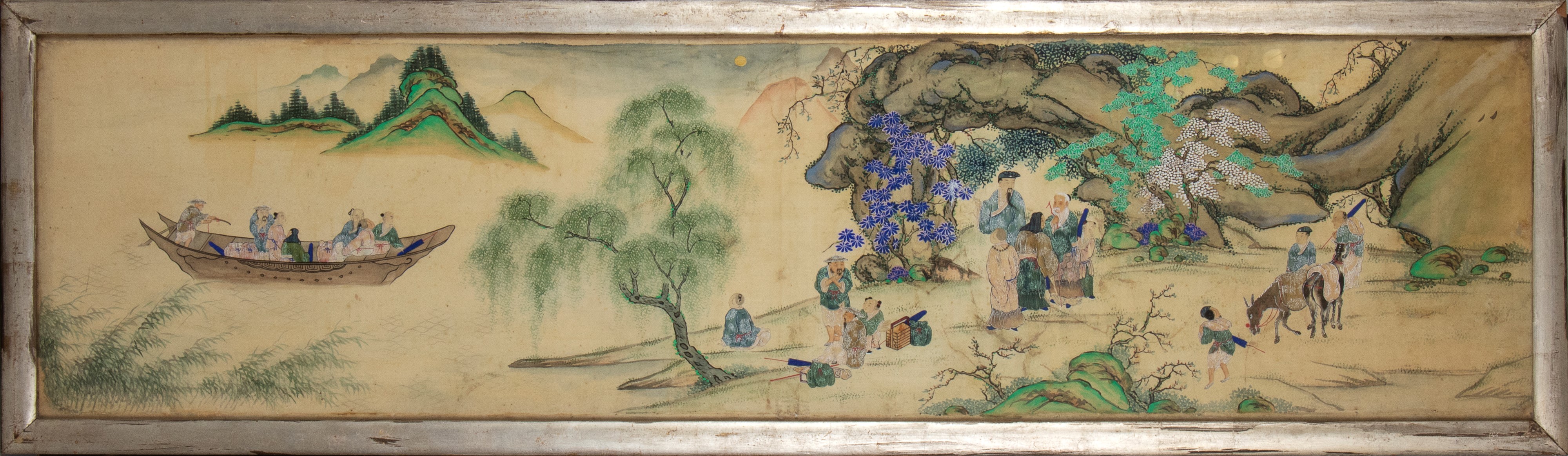 Coppia di pannelli dipinti su seta