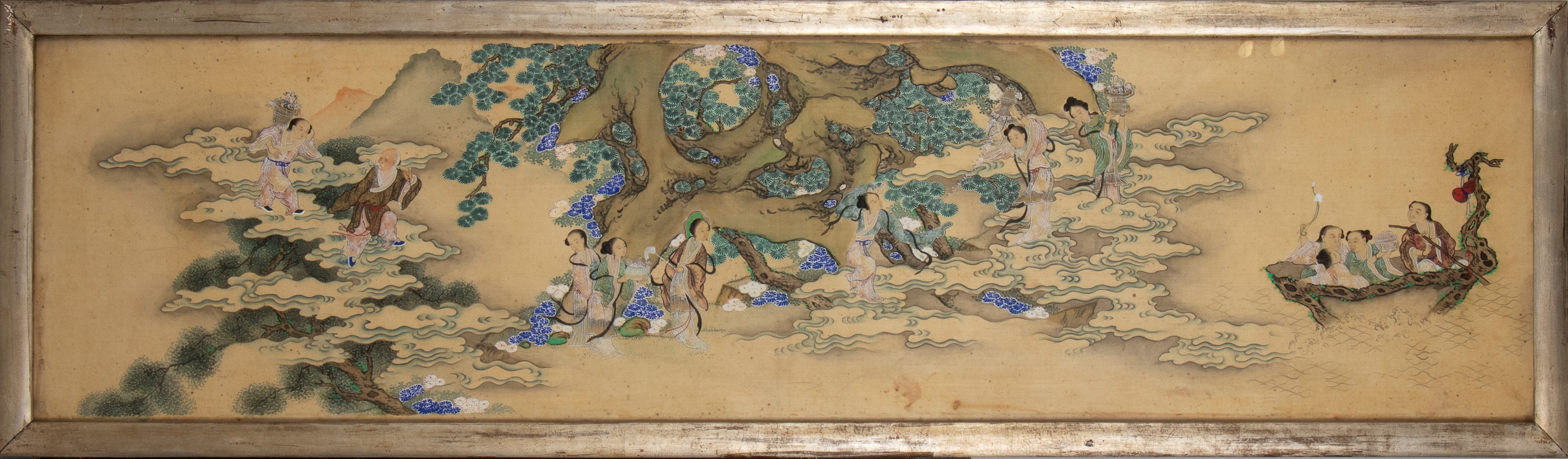 Coppia di pannelli dipinti su seta