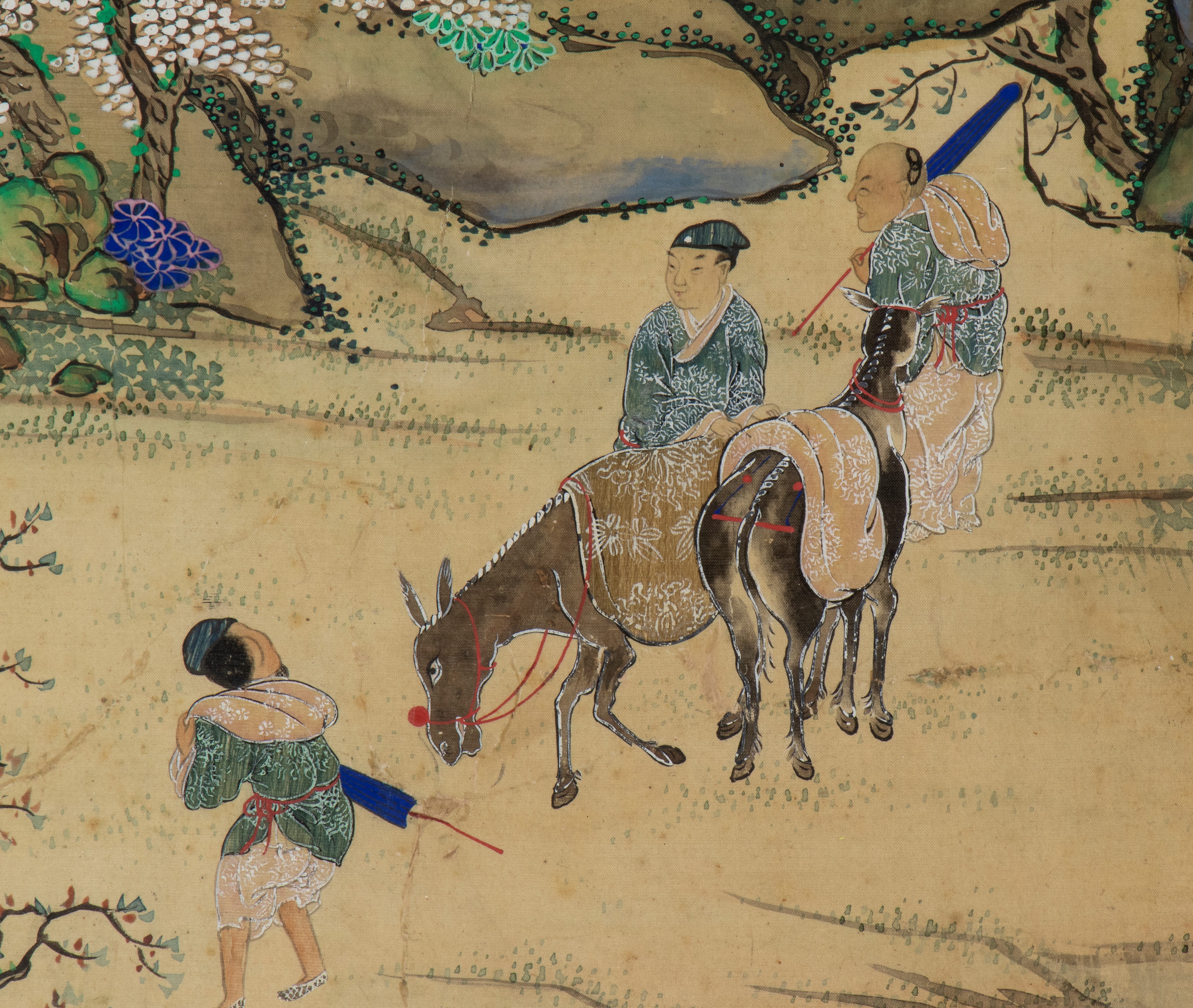 Coppia di pannelli dipinti su seta