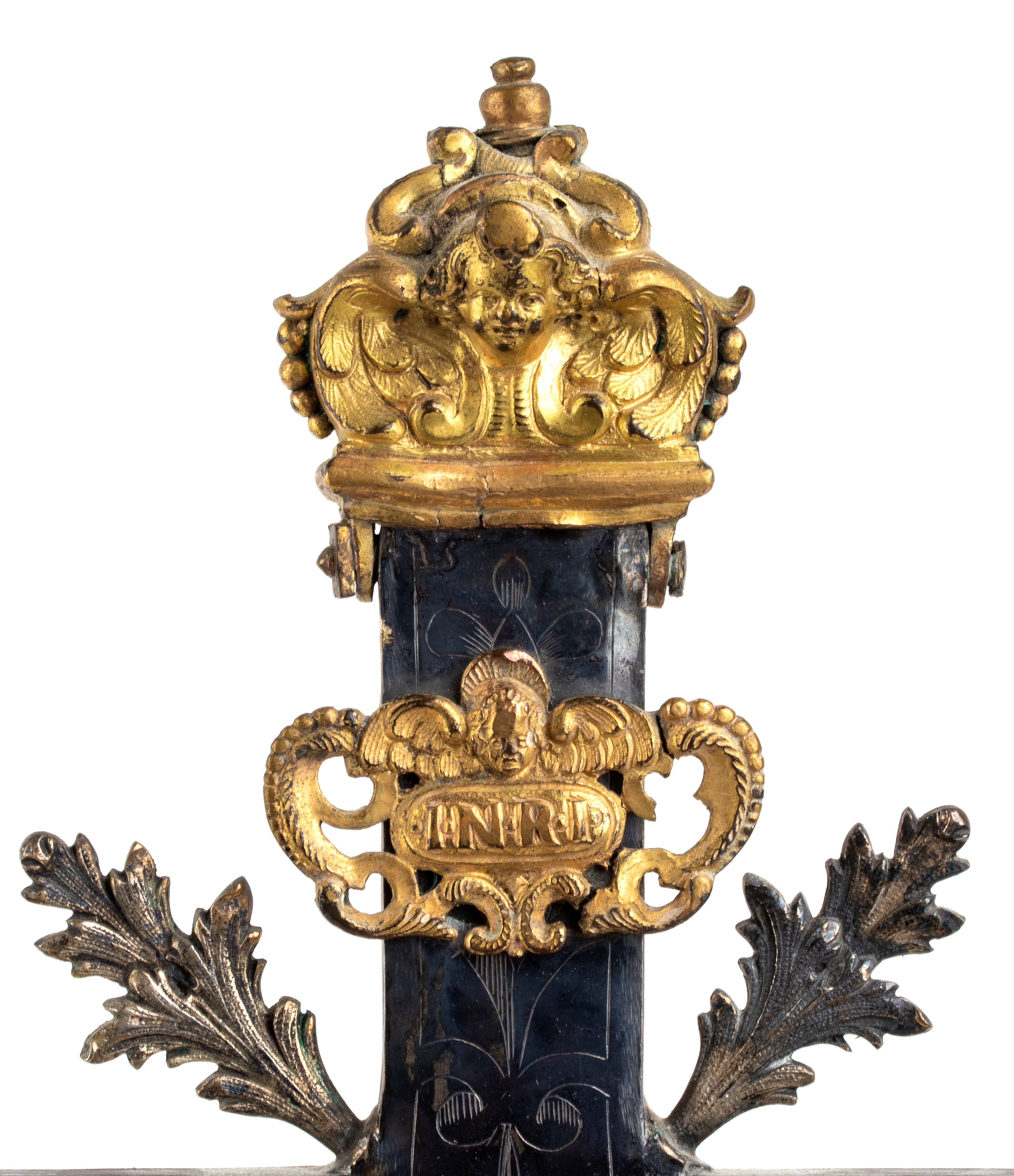 XVII-XVIII secolo, Croce astile “Corpus Christi” in argento brunito e bronzo dorato