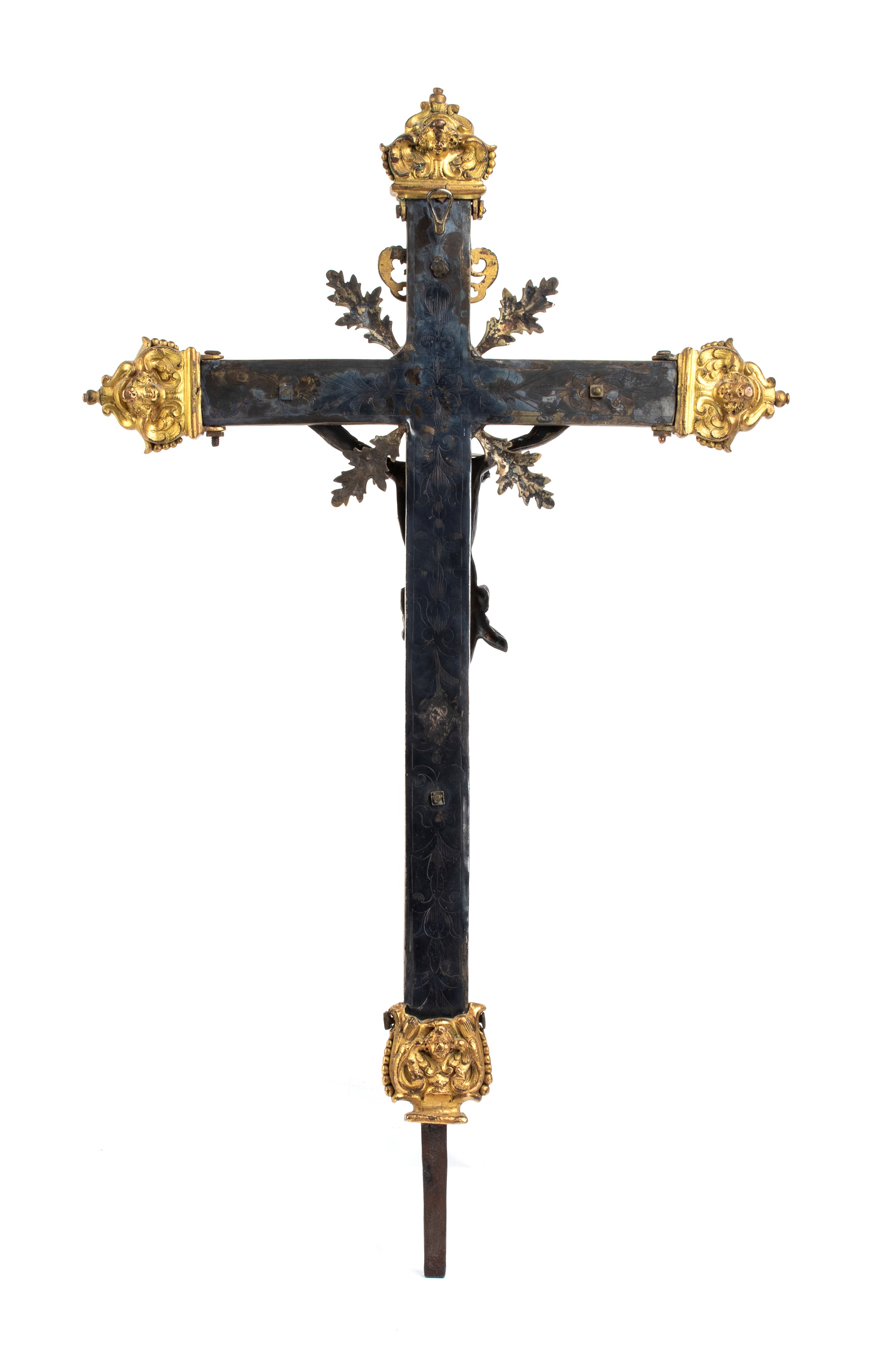 XVII-XVIII secolo, Croce astile “Corpus Christi” in argento brunito e bronzo dorato