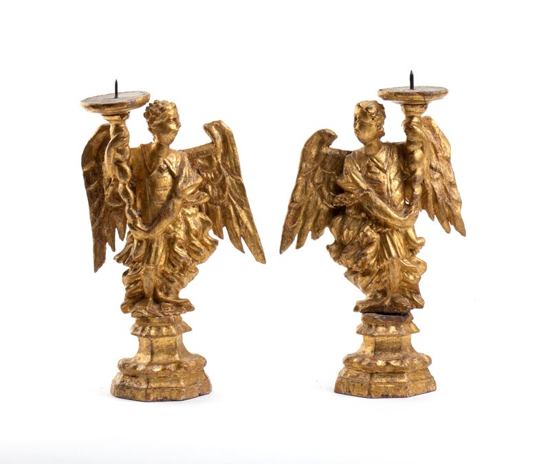 Coppia di angeli in legno